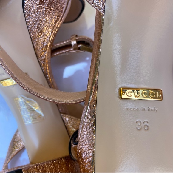 Gucci Marmont Metallic Platform Block Heels - Rose Gold NWOB - Picture 11 of 12